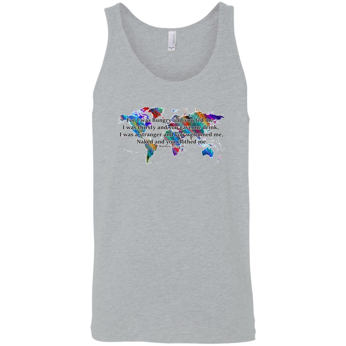 Matthew 25 35-36 Sleeveless Unisex Tee