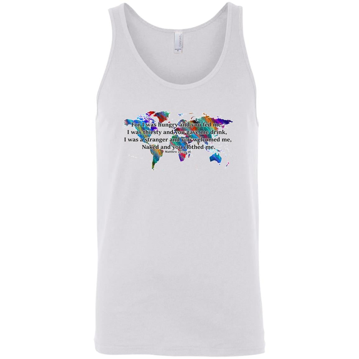 Matthew 25 35-36 Sleeveless Unisex Tee