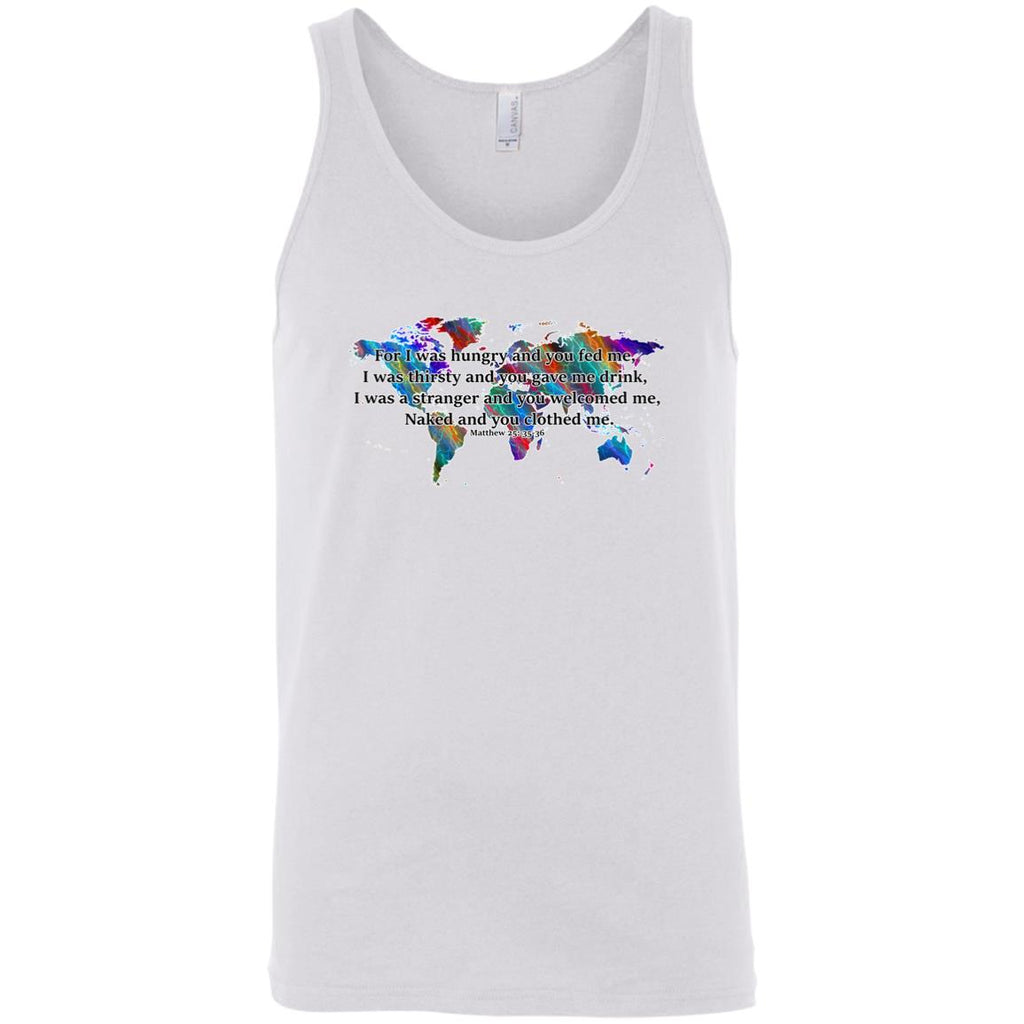 Matthew 25 35-36 Sleeveless Unisex Tee